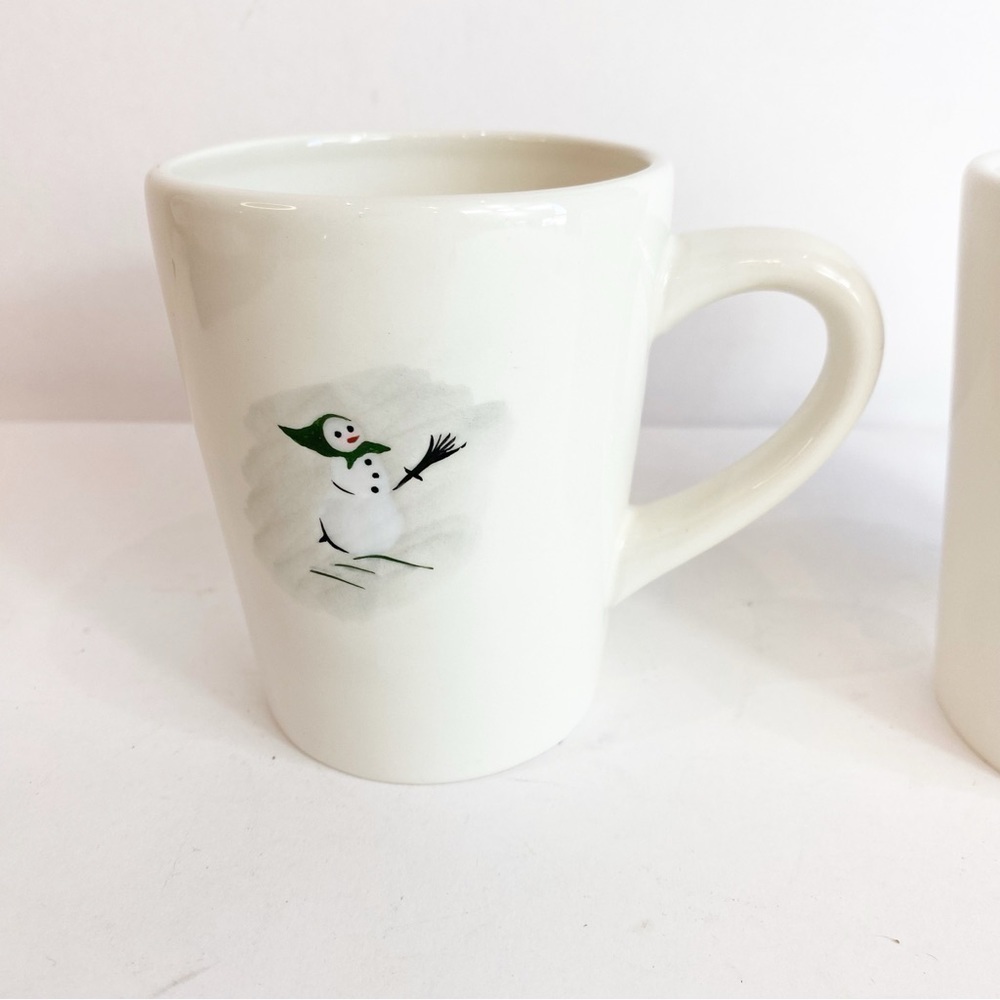 Retired Williams Sonoma Snowman Skiing Mugs~Set of 2 Christmas Winter Holiday - Picture 6 of 10